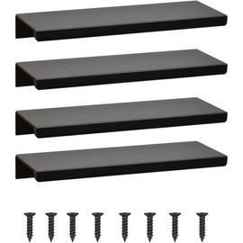 KYRYD Concealed Kitchen Door Handles，4 Pack Concealed Kitchen Cupboard Handles,20mm Matte Black Recessed Wardrobe Door Pulls with Mini Screwdriver (90mm), Universal Invisible Handles