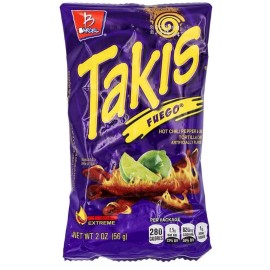 Takis Fuego Hot Chili Pepper & Lime Tortilla Chips (12 Pack - 2 Oz. Bags)