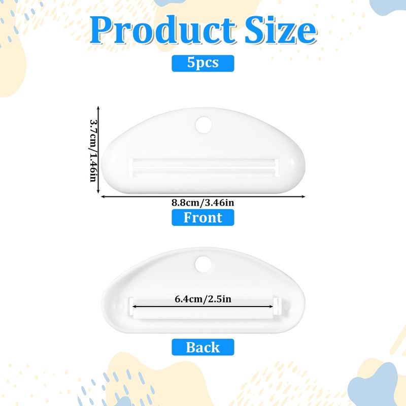 Ajcotahm 5PCS Toothpaste Squeezer, Plastic Toothpaste Tube Clip Dispenser for