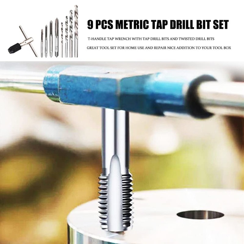 Metric Tap Drill Bit Set, M3/4/5/6 Hand Screw Thread Tap