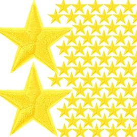 80 Pcs Star Iron on Patches Mini 5 Star Patches Star Sew on Patches Decorative Patches Appliques Embroidered Embellishments for DIY Crafts Backpack Bags Hats Jackets Clothing Decoration (Gold)