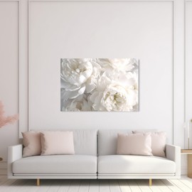 ZXHYWYM White Peony Canvas Wall Art Elegant Flowers Picture Prints Modern Artwork Home Decor For Living Room Bedroom Framed(Peony, (16.00" x 24.00"))