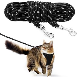 PETPMEEE Cat Leash - 15 ft / 30 ft Reflective Long Cat Leash Outdoor for Walking Training Playing - Escape Proof Yard Lead Pet Leash Also for Cats, Small Dogs, Puppy, Kitten, Rabbit