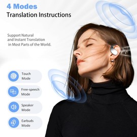 ki translator headphones, translator earbuds translation headphones real time, 3-in-1 real time translator earphones with 144 languages, translation device for iOS and Android travel and business