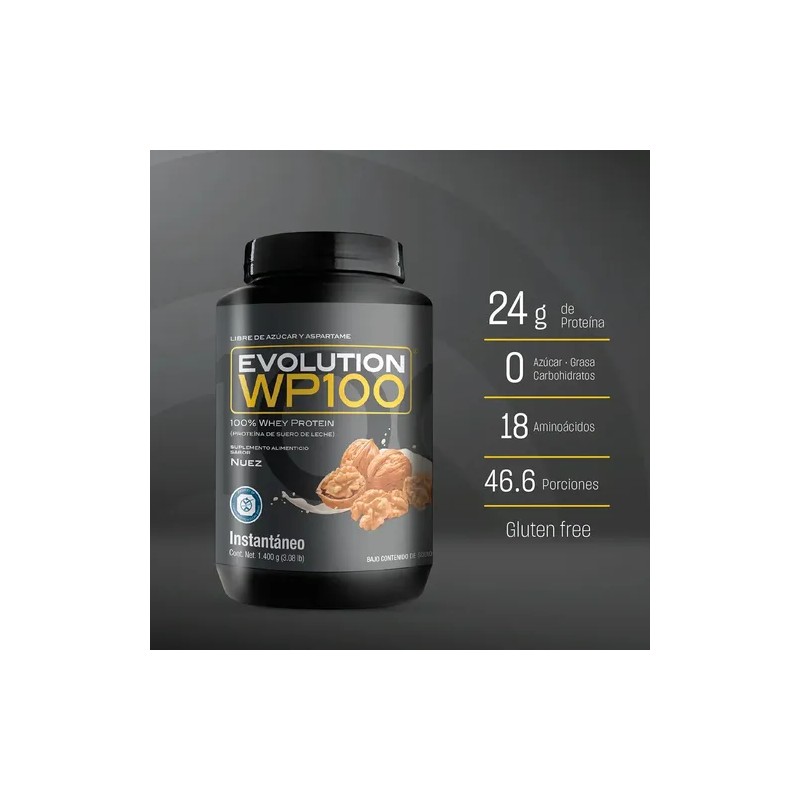 Evolution Wp100 Proteínas Suero De Leche Sabor Nuez 1400 G