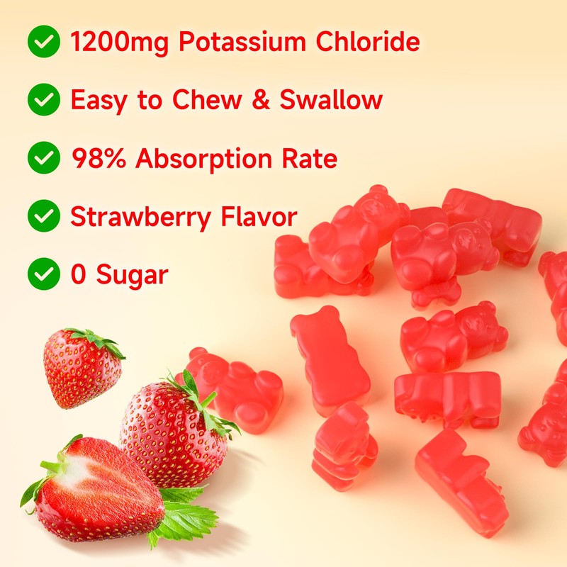 softbear Potassium Gummies for Adults, Sugar Free Potassium Chloride Gummies