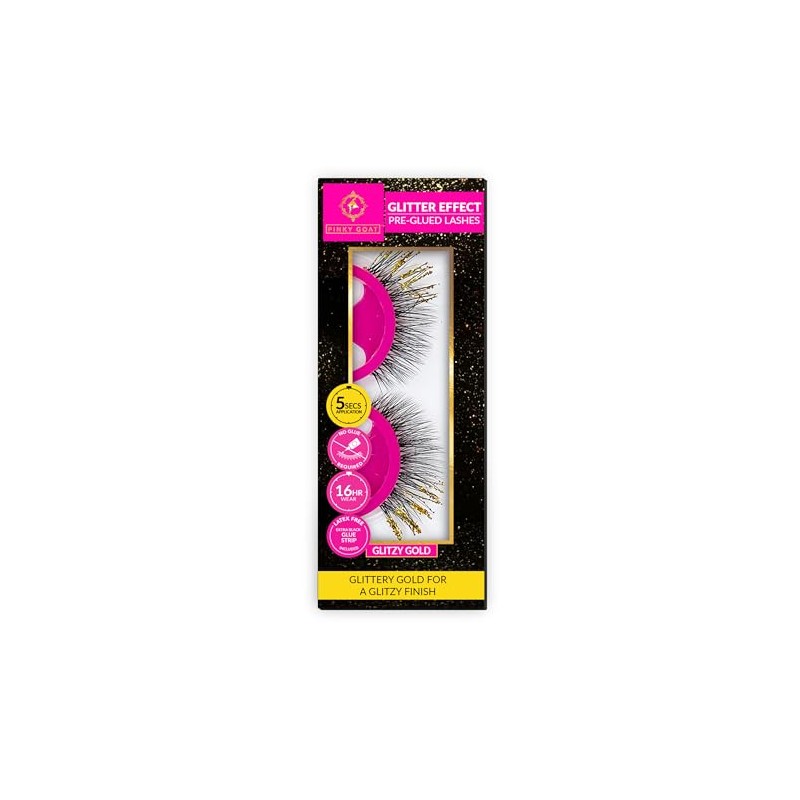 Pinky Goat Glow effect Glitzy Gold Lash Pre-Glued