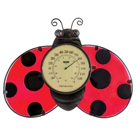Poolmaster 54578 Ladybug Wall Décor and Thermometer for Home or Garden, Red