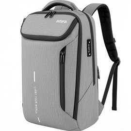 AISFA Men's Rucksack, Backpack, 17 Inch, PC Business Backpack, Large Capacity, Disaster Preparedness Bag, USB Charging Function, 30 L; Travel, Student Bag, Waterproof, Commuting to Work, School