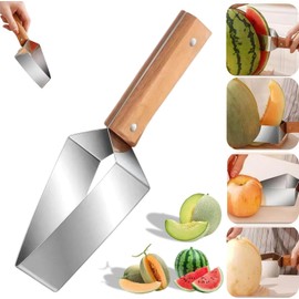 Triangle Watermelon Cutter, Watermelon Slicer Cutter Tool, 430 Stainless Steel Watermelon Cutter with Wooden Handle for Watermelon Melon Apple