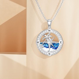 PROESS I'd be Lost without You Compass Necklace for Women Sterling Silver 2023 Inspirational Graduation Nautical Compass Jewelry Gifts for Couple Men, Sterling Silver, No Gemstone