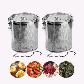 Stainless Steel Spice Filter, Stainless Steel 304 Tea Filter, Tea Filter Ball Filter with Carry Chain and Hook, Suitable for All Types of Cups, Teapots (2 Pieces 12 x 13 cm)