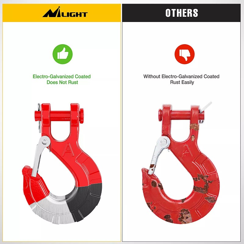 Nilight Forged Steel Winch Hook 3/8" Grade 70 Safety Latch