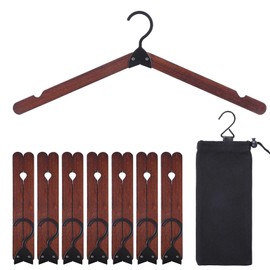 ELONG HOME Travel Essential Foldable Hangers, Wooden Travel Hangers Pack of 8, Space Saving Hangers Perfect for Travel, Camping and Small Closets
