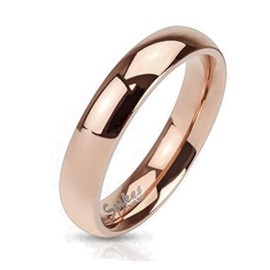 Paula & Fritz® classic titanium women's engagement ring friendship ring men's ring partner ring 4mm 6mm 8mm rose gold polished classic ring sizes 46 (14.6) – 72 (23), Gold Plated