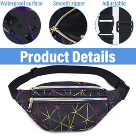 Mode Hüfttasche Damen, Bauchtasche Mode Wasserdicht Gürteltasche Fächer mit Reißverschluss, für Party Festival Sport Outdoor Reisen Unisex