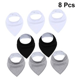 Healifty 8 Pack Baby Bandana Soft Super Absorbent Saliva Bibs Triangle Saliva Cloth Newborn Toddler White Grey Black, Black / White / Grey