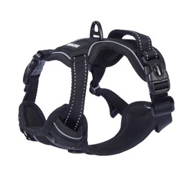No-Pull Dog Harness with Handle - Breathable Reflective Step-in Vest Harness, 5 Quick-Release Buckles & Adjustable Fit for Training, Hiking, Strolling - M (Black)