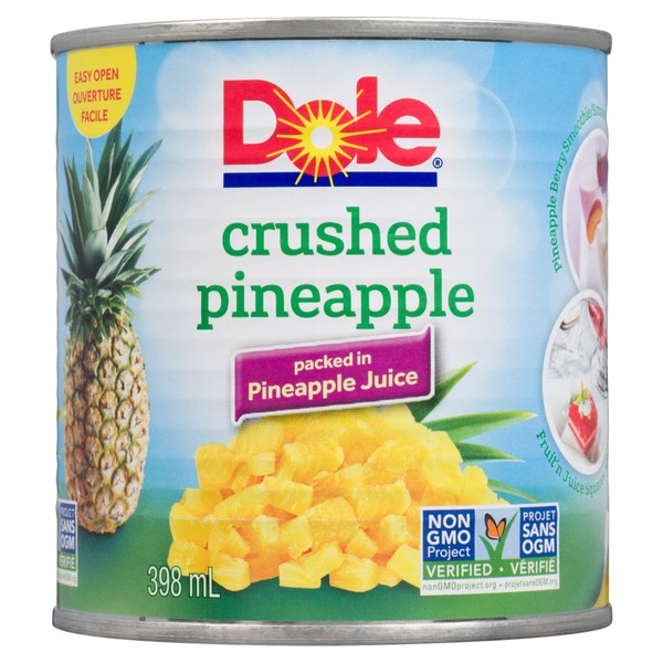 Dole Canned Crushed Pineapple in Fruit Juice, 398 ml Can