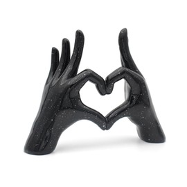Accessoryway Black Heart Hands Decor Sculpture,Small Love Finger Gesture Decorative Sculpture for Wedding Dresser Shelves Desktop Knick Knacks Home Decor & Ring-Holder Display Stand