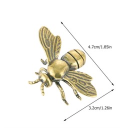 Ciieeo 3pcs Gold Bee Figurines Distressed Brass Bee Decorr Brass Retro Bee Figurine for Rustic Office Home Decor