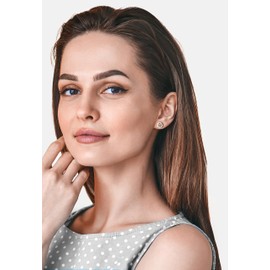 SOFIA MILANI - Women's Earrings 925 Silver with Zirconia Stones - Circle Heart Stud Earrings, Sterling Silver, Zircon