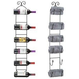Sorbus Wall Mount Wine/Towel Rack (Holds 6 Bottles)
