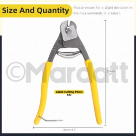 Mardatt 8" Cable Wire Cutter, Stainless Steel Cable Cutter Heavy Duty Wire Cutter Wire Rope Cutter Tool Inner Outer Bicycle Brake Shift Cable Cutting Pliers for Stainless Steel Wire Rope Railing Cable