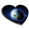 1x Heart MDF Magnet 6cm - Planet Earth World Globe