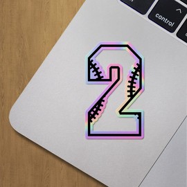 Holographic Decal Stickers of Baseball Numbers 2 Premium Waterproof Vinyl Decal Stickers for Laptop Phone Accessory Helmet Car Window Mug Tuber Cup Door Wall Decoration ANDVER3d28880HO
