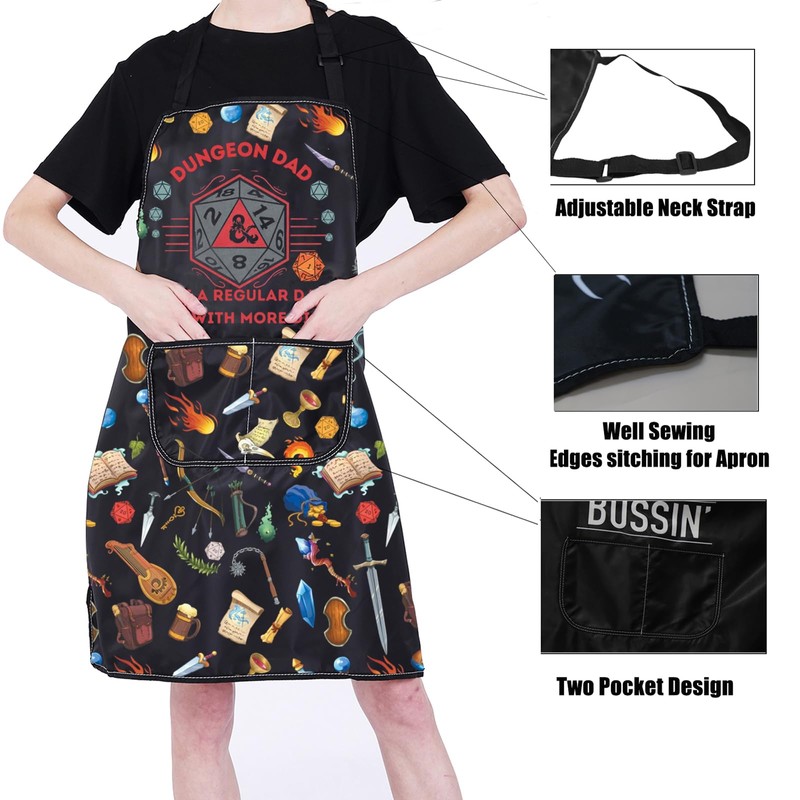 PXTIDY Gaming Kitchen Apron DND Gift Dungeon Dad Like A