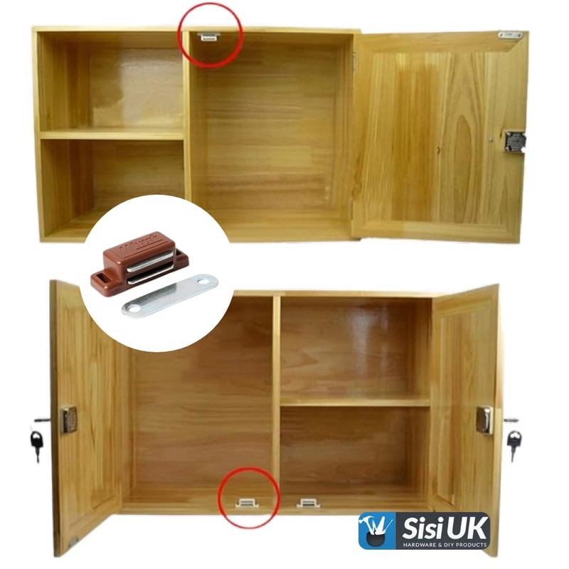 Heavy Duty Magnetic Door Catch Brown Cupboard Cabinet Door Thumb