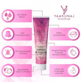 Gel de Estimulación Sensorial Femenina | Symphony of Pleasure Yaakunaj | Base de Agua | Transparente | Sabor Fresa | 18g
