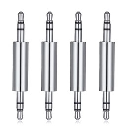 FdcLixuvol 3.5 mm Male to Male Audio Cable Connector, 4 Pack 1/8" Audio Jack Stereo Jack Adapter Metal Silver Headphone Jacks Coupler Connector for Smartphones, Mic