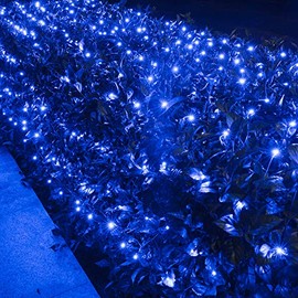 Lomotech 12ft x 5ft 360 LED Connectable Christmas Net Lights, 8 Modes Low Voltage Mesh Fairy String Lights for Christmas Trees, Bushes, Wedding, Garden, Outdoor Decorations (Blue)
