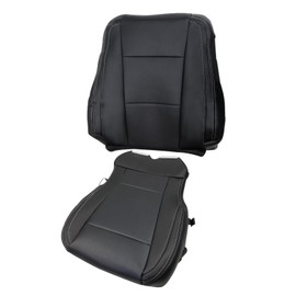 SecosAutoparts Driver Side Bottom and Top Lean Back Replacement Perforated Leather Seat Cover Black Compatible with Ford F250 F350 Lariat XLT 2015 2016 2017