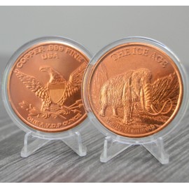 Ice Age Woolly Mammoth 1 oz Pure .999 Copper Round Bullion Coin in Capsule - COA by Heavenly Metals