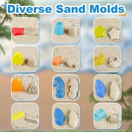 Sand Toy Set for Children, 24 Pieces Children's Sandpit Toy with Sand Moulds, Sand Toy Foldable Bucket, Toy Car, Sand Shovel, Mesh Bag for Boys Girls from 3 Years