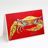 Caroline's Treasures Crab Blue on Red, Sr Greeting Cards Pack