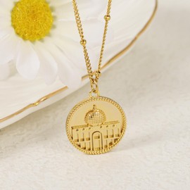 Leaocean Dome of the Rock Necklace - Palestine Al Aqsa Dome Of The Rock Necklace Palestine Necklace Jewellery Muslim Ramadan Gift Eid Gift Islamic Jewellery (Style 2, Steel)
