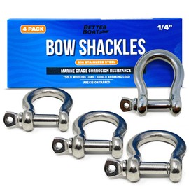 Premium Stainless Steel D Ring Shackles 1/4 Mini Small Bow Shackle or 1/2 inch 3/8 or 5/16 Clevis Anchor Shackle Marine Grade Boat Sailboat Chain Shackel U Bolt Rigging Clasp - 4 PCs 1/4"