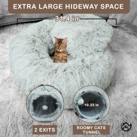 Movinnovation Cat Tunnel Bed for Indoor Cats, 3 Designs Interactive Cat Toy or Kitten Toys or Cat House or Cat Beds, Multifunctional Cat Bed, Cat Playground Toys Secrets Place for Smart Cats - Brown