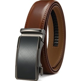 DOOPAI Men's Adjustable Ratchet Belt -Tan Leather Dress Belt for Men, Customizable Fit, Easy to Use, Maximum Durability