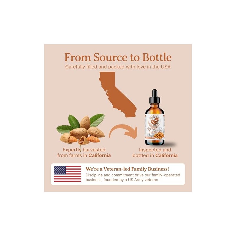 Aceite de Almendras Dulces Orgánico Sweet Almond Oil, Cold-Pressed, Unrefined,