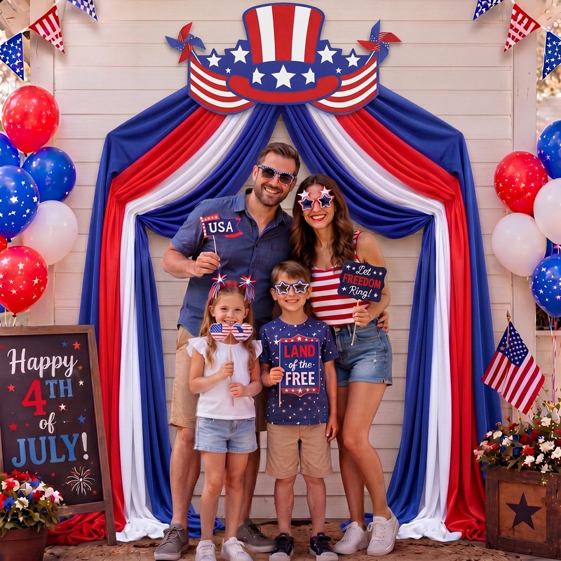 Batiyeer 5 Pcs 32.2ft 4th of July Patriotic Bunting Porch