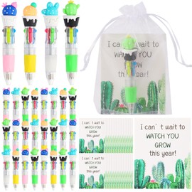 24 Set Back to School Gifts for Student Include 24 Cactus Plants 4-in-1 Pens, 24 Welcome Cards and 24 Organza Bags First Day of School Gift for Classroom Rewards from Teacher to Students Supplies