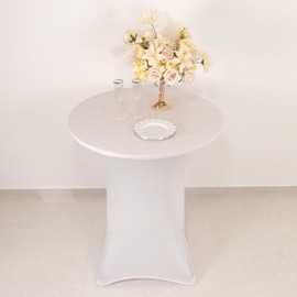 Balsa Circle 36-Inch White Stretchable Spandex High Top Cocktail Table Cover Linens Wedding Party Events Decorations