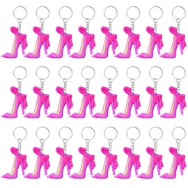 KeeStar 24 Pack Pink High Heels Keyring Party Favor Packs for Baby Shower, Makeup Party Goodie Bag Stuffers, Bachelor, Birthday, Bridal Shower, School Carnival Rewards