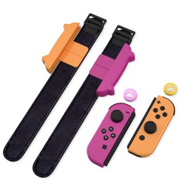 NANANINO Dance Switch Wristband, Wrist Bands for Dance Switch 2023 2022 2021 2020 2019, Adjustable Elastic Straps for Joy-Cons Controller - Purple and Orange (2 Packs)