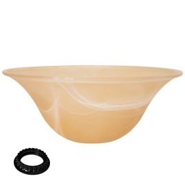 lianheng Glass Bowl Shade Replacement for Torchiere Floor Lamp, Standing Lamp Replacement Shade with E26 Socket Compatible, Amber Glass Bowl Lampshade for Living Room Lamp (E26 Socket Not Include)